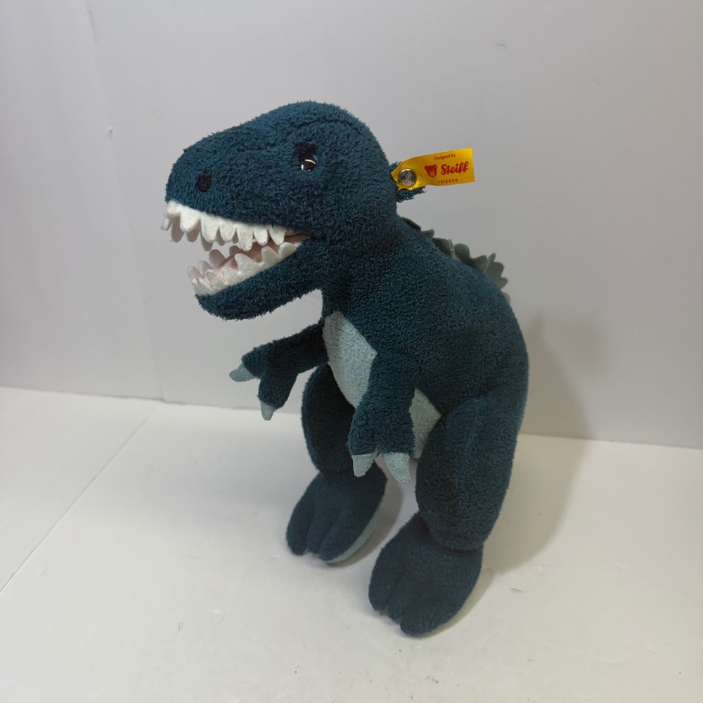 Steiff Friends T-Rex Dinosaur Plush Blue Teal Tyrannosaurus Rex 062322 18 Inch